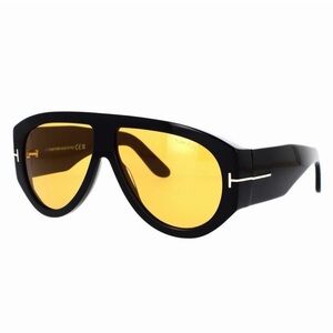 Tom Ford Black Frame Sunglasses with Yellow Lenses